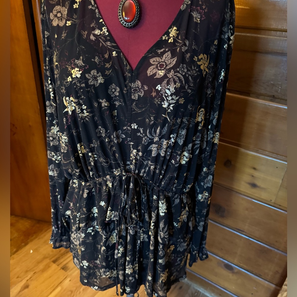 STYLE & CO Floral Black and Gold Women's Blouse Plus size